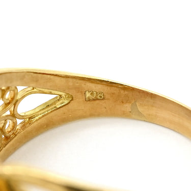 ノンブランド NON BRAND オパール ダイヤリング イエローゴールド K18YG オパール ダイヤモンド リング 指輪 オレンジ 16.5号