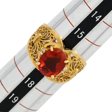 ノンブランド NON BRAND オパール ダイヤリング イエローゴールド K18YG オパール ダイヤモンド リング 指輪 オレンジ 16.5号