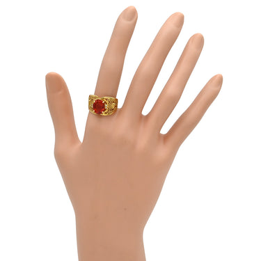 ノンブランド NON BRAND オパール ダイヤリング イエローゴールド K18YG オパール ダイヤモンド リング 指輪 オレンジ 16.5号