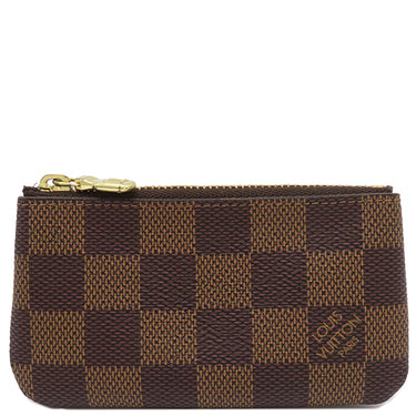 ルイヴィトン LOUIS VUITTON カードキーケース ポシェット クレ N62658 ダミエエベヌ ダミエキャンバス コインケース ゴールド金具 茶 キーチェーン付き