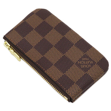 ルイヴィトン LOUIS VUITTON カードキーケース ポシェット クレ N62658 ダミエエベヌ ダミエキャンバス コインケース ゴールド金具 茶 キーチェーン付き