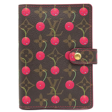 ルイヴィトン LOUIS VUITTON アジェンダPM R21023 モノグラムチェリー モノグラムチェリーキャンバス 手帳カバー ゴールド金具 茶 赤 システム手帳 ダイアリー スケジュール帳 村上隆