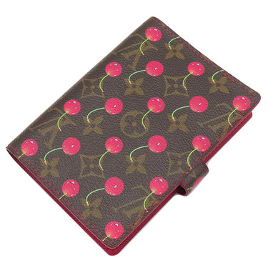 ルイヴィトン LOUIS VUITTON アジェンダPM R21023 モノグラムチェリー モノグラムチェリーキャンバス 手帳カバー ゴールド金具 茶 赤 システム手帳 ダイアリー スケジュール帳 村上隆