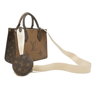 ルイヴィトン LOUIS VUITTON オンザゴー PM M46373 モノグラム×モノグラムリバース モノグラムキャンバス モノグラムリバースキャンバス 2WAYバッグ ゴールド金具 茶 トート ショルダー コインケース