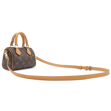 ルイヴィトン LOUIS VUITTON ナノ スピーディ M81085 モノグラム モノグラムキャンバス 2WAYバッグ ゴールド金具 ミニスピーディ ショルダーバッグ ハンドバッグ 茶