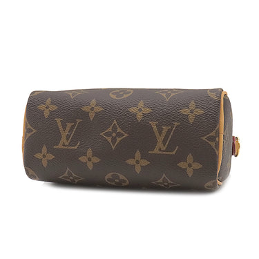 ルイヴィトン LOUIS VUITTON ナノ スピーディ M81085 モノグラム モノグラムキャンバス 2WAYバッグ ゴールド金具 ミニスピーディ ショルダーバッグ ハンドバッグ 茶