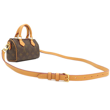 ルイヴィトン LOUIS VUITTON ナノ スピーディ M81085 モノグラム モノグラムキャンバス 2WAYバッグ ゴールド金具 ミニスピーディ ショルダーバッグ ハンドバッグ 茶