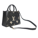 ルイヴィトン LOUIS VUITTON オンザゴー PM M45659 ブラック×ベージュ モノグラムアンプラント 2WAYバッグ ゴールド金具 黒 ハンドバッグ ショルダーバッグ