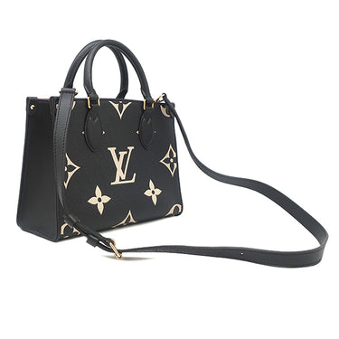 ルイヴィトン LOUIS VUITTON オンザゴー PM M45659 ブラック×ベージュ モノグラムアンプラント 2WAYバッグ ゴールド金具 黒 ハンドバッグ ショルダーバッグ
