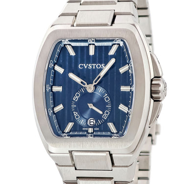 腕時計 クストス CVSTOS メトロポリタン P-S F01103.4213001 自動巻き メンズ 新品同様 ブルー デイト スモセコ チタニウム 限定