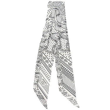 エルメス HERMES ツイリー ホワイト×ブラック シルク スカーフ 【Frilled Eperon d'Or Bandana/フリル エプロンドール バンダナ】