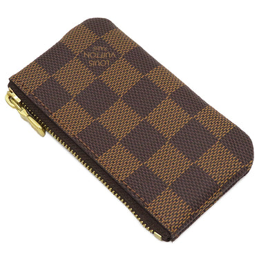 ルイヴィトン LOUIS VUITTON カードキーケース ポシェット クレ N62658 ダミエエベヌ ダミエキャンバス コインケース ゴールド金具 小銭入れ 茶 キーチェーン付き
