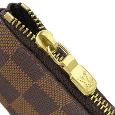 ルイヴィトン LOUIS VUITTON カードキーケース ポシェット クレ N62658 ダミエエベヌ ダミエキャンバス コインケース ゴールド金具 小銭入れ 茶 キーチェーン付き
