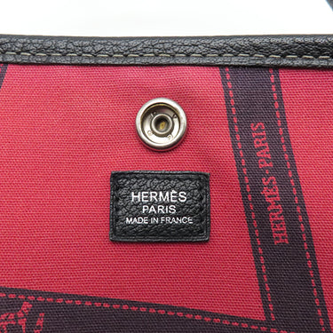 エルメス HERMES ガーデンパーティーPM ボルデュック グレー×ブラック トワルアッシュ ネゴンダ トートバッグ シルバー金具 黒 ボルデュックリボン トワルH