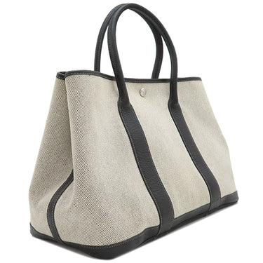 エルメス HERMES ガーデンパーティーPM ボルデュック グレー×ブラック トワルアッシュ ネゴンダ トートバッグ シルバー金具 黒 ボルデュックリボン トワルH