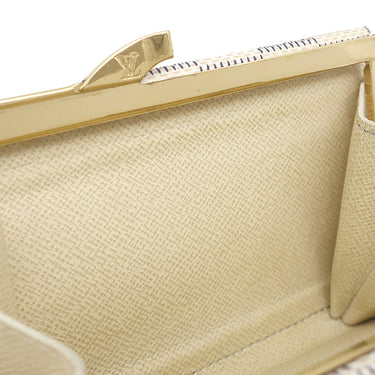 ルイヴィトン LOUIS VUITTON ポルトモネ ビエ ヴィエノワ N61676 ダミエアズール ダミエアズールキャンバス 二つ折り財布 ゴールド金具 白 がま口