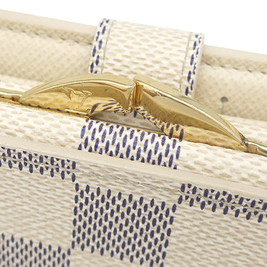 ルイヴィトン LOUIS VUITTON ポルトモネ ビエ ヴィエノワ N61676 ダミエアズール ダミエアズールキャンバス 二つ折り財布 ゴールド金具 白 がま口