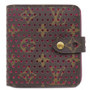 ルイヴィトン LOUIS VUITTON コンパクト ジップ M95218 フューシャ モノグラムキャンバス 二つ折り財布 ゴールド金具 茶 小銭入れ