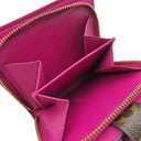 ルイヴィトン LOUIS VUITTON コンパクト ジップ M95218 フューシャ モノグラムキャンバス 二つ折り財布 ゴールド金具 茶 小銭入れ