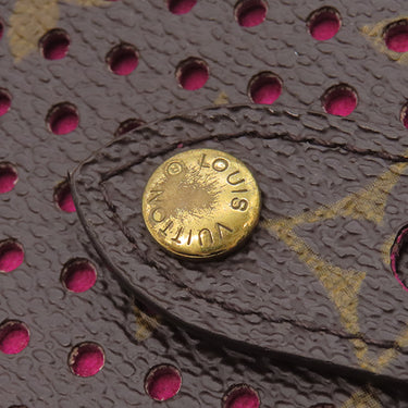 ルイヴィトン LOUIS VUITTON コンパクト ジップ M95218 フューシャ モノグラムキャンバス 二つ折り財布 ゴールド金具 茶 小銭入れ