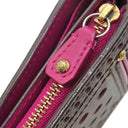 ルイヴィトン LOUIS VUITTON コンパクト ジップ M95218 フューシャ モノグラムキャンバス 二つ折り財布 ゴールド金具 茶 小銭入れ