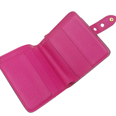 ルイヴィトン LOUIS VUITTON コンパクト ジップ M95218 フューシャ モノグラムキャンバス 二つ折り財布 ゴールド金具 茶 小銭入れ