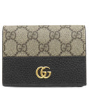 グッチ GUCCI ダブルG バイカラー カードケース ウォレット 658610 1069 ベージュ×ブラック レザー GGスプリームキャンバス 二つ折り財布 ゴールド金具 スモールレザー