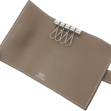 エルメス HERMES ベアン 4連キーケース エトゥープ ヴォーエプソン キーケース シルバー金具 グレージュ