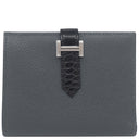 エルメス HERMES ベアンコンパクト タッチ グリミスティ×ブラック ヴォーエプソン アリゲーター 二つ折り財布 シルバー金具 黒 クロコ