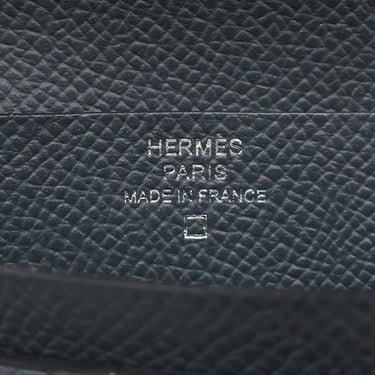 エルメス HERMES ベアンコンパクト タッチ グリミスティ×ブラック ヴォーエプソン アリゲーター 二つ折り財布 シルバー金具 黒 クロコ