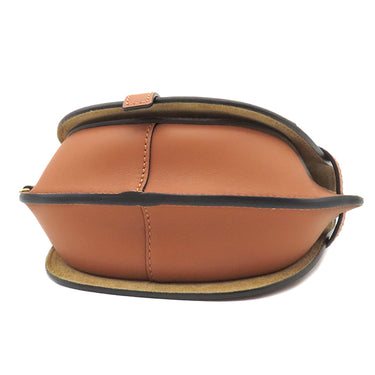 ロエベ LOEWE ゲートデュアルバッグ ミニ タン カーフ ショルダーバッグ ゴールド金具 茶