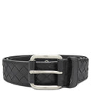 ボッテガヴェネタ BOTTEGA VENETA イントレチャート ブラック レザー 100cm/40IN ベルト シルバー金具 黒