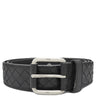 ボッテガヴェネタ BOTTEGA VENETA イントレチャート ブラック レザー 100cm/40IN ベルト シルバー金具 黒