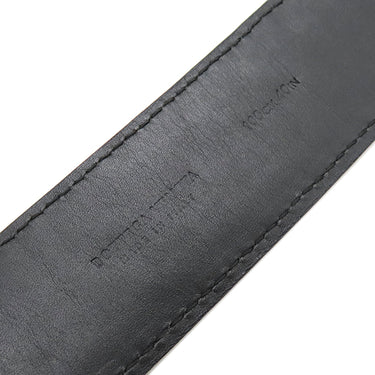 ボッテガヴェネタ BOTTEGA VENETA イントレチャート ブラック レザー 100cm/40IN ベルト シルバー金具 黒