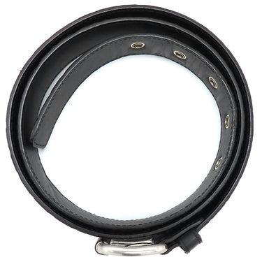 ボッテガヴェネタ BOTTEGA VENETA イントレチャート ブラック レザー 100cm/40IN ベルト シルバー金具 黒