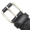 ボッテガヴェネタ BOTTEGA VENETA イントレチャート ブラック レザー 100cm/40IN ベルト シルバー金具 黒