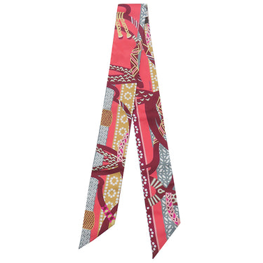 エルメス HERMES ツイリー ルージュヴィフ×プルーン シルク スカーフ 【FANTAISIE D'ETRIERS/鎧の幻想】