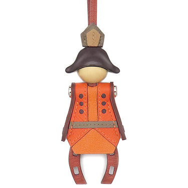 エルメス HERMES 花火師 チャーム キュイーブル×フー×オレンジ×エトゥープ×ビスキュイ×ルージュセリエ ヴォーエプソン シェブルミゾル バッグチャーム シルバー金具 赤茶 オレンジ グレージュ 茶