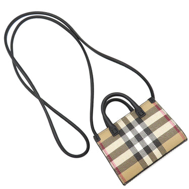 バーバリー BURBERRY マイクロ デニー ショルダー アーカイブベージュ レザー ショルダーバッグ 黒 ノバチェック