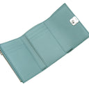 ロエベ LOEWE アナグラム バーティカル ウォレット C821S33X12 ウォーター ペブルグレインカーフ 三つ折り財布 シルバー金具 コンパクトウォレット