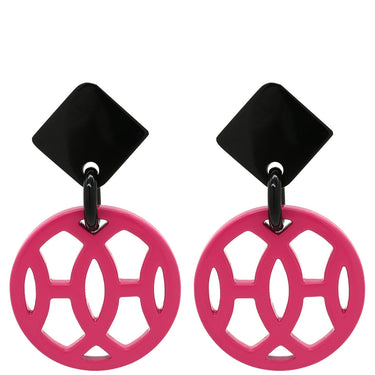 エルメス HERMES アヴァ HAVA ピンクXブラウン バッファローホーン ラッカー ピアス シルバー金具 Hモチーフ