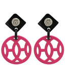 エルメス HERMES アヴァ HAVA ピンクXブラウン バッファローホーン ラッカー ピアス シルバー金具 Hモチーフ