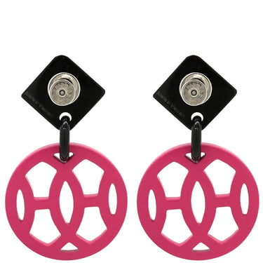 エルメス HERMES アヴァ HAVA ピンクXブラウン バッファローホーン ラッカー ピアス シルバー金具 Hモチーフ