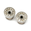 エルメス HERMES アヴァ HAVA ピンクXブラウン バッファローホーン ラッカー ピアス シルバー金具 Hモチーフ