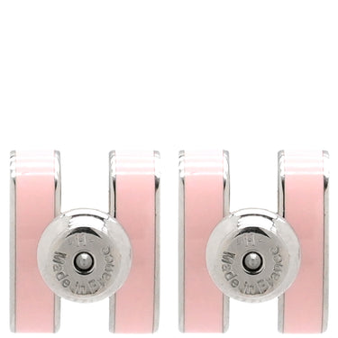 エルメス HERMES ポップアッシュ Hピアス ローズドラジェ×シルバー メタル エナメル ピアス シルバー金具 H型 ポップH