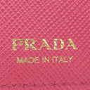 プラダ PRADA メタルロゴ 1MH021 ピンク レザー 三つ折り財布 ゴールド金具 コンパクトウォレット