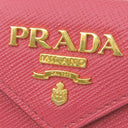 プラダ PRADA メタルロゴ 1MH021 ピンク レザー 三つ折り財布 ゴールド金具 コンパクトウォレット