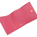 プラダ PRADA メタルロゴ 1MH021 ピンク レザー 三つ折り財布 ゴールド金具 コンパクトウォレット