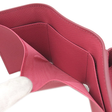 プラダ PRADA メタルロゴ 1MH021 ピンク レザー 三つ折り財布 ゴールド金具 コンパクトウォレット