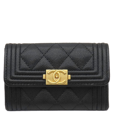 シャネル CHANEL ボーイシャネル カードホルダー 4025A070001 ブラック キャビアスキン カードケース ヴィンテージ金具 新品 未使用 黒 名刺入れ ココマーク